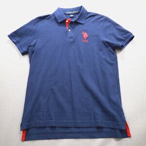 Mens USPA US Polo ASSN Shirt Short Sleeve Medium M Navy Blue LARGE PONY LOGO
